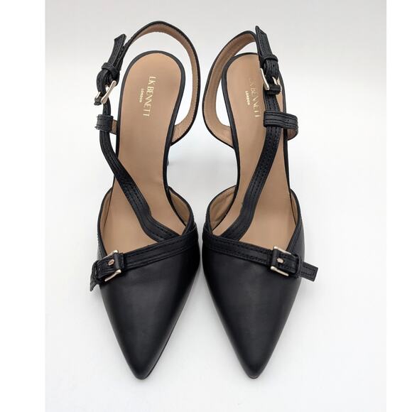LK Bennett Annette Buckle Stitch Slingback Heel Pump Womens Black Size US10 EU41 - Picture 11 of 11